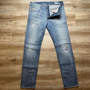 Diesel Jeans Men 31x32 Blue Buster Slim Tapered Fit Muddy Wash Thrashed 0845F